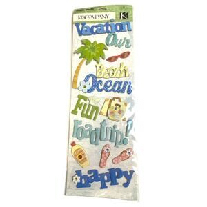 K&C Company Happy Trails Adhesive Chipboard Beach Vacation Sticker Set